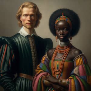 Northern European Man & West African Woman Renaissance Painting
