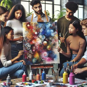 Diverse High School Students Creating Abstract Art | School Name