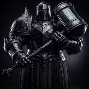 Black Armored Knight with Hammer - Fearless Warrior Image