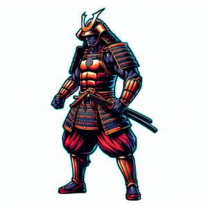 Muscular Samurai Man in Anime Style with 'L' Emblem