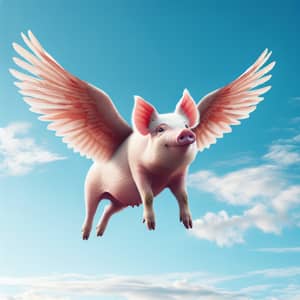 Graceful Winged Pig Soaring High in the Sky