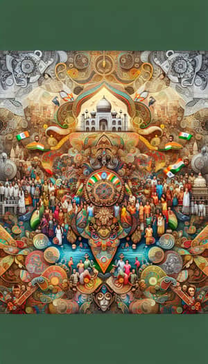 Vibrant Abstract Composition of Indian Culture and Diversity