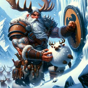 Braum of League of Legends Rescuing Poro from Snow Avalanche