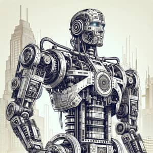 Futuristic Robot Illustration: Mechanized Marvel