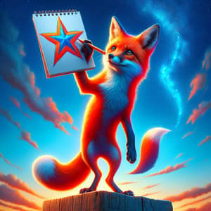 Colorful Fox Displaying Star Artwork | Inspiring Wildlife Scene