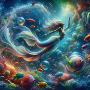 Surreal Underwater Mermaid Fantasy | Colorful Marine Life