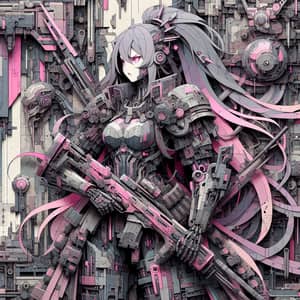 Anime Waifu Warrior in Future Grimdark Aesthetics