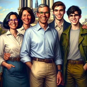 Captivating Pixar-style Family Portrait at Notre Dame Cathedral