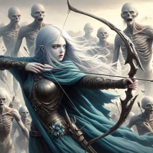Mystical Female Archer with Icy Eyes | Dark Cloaked Figure