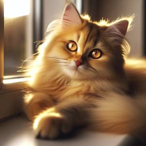 Tranquil Yellow Cat on Windowsill | Domestic Bliss Image