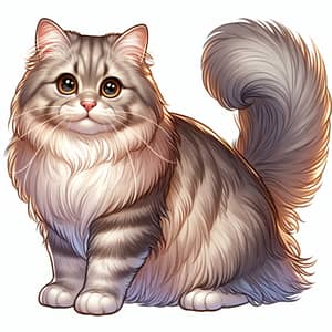 Domestic Cat Illustration with Soft Fur and Bright Playful Eyes