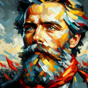 Bold Brushstroke Portrait with Socialist Realism Style