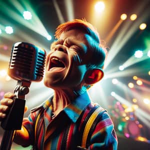Passionate Singing Performance with Vintage Microphone | Stage Lights