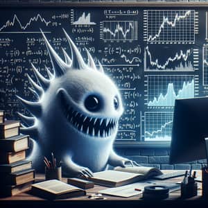 Mysterious Ghost-Like Creature Analyzing Stock Market Graphs