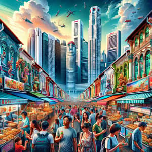 Singapore Street Scene: Skyscrapers, Hawker Stalls & Diverse Cultures