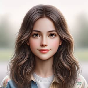 Young Teen Girl with Brunette Long Hair | Trendy Style