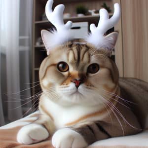Cat with White Antlers - Unique Feline Photos