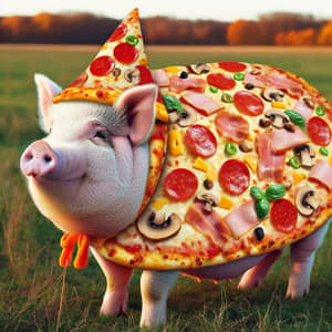 Pizza Cloak: Unique Fashion Statement by a Proud Pig