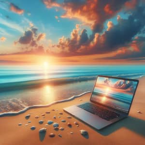Tranquil Beach and Sea View Background | Stunning Sunset Colors