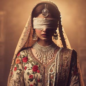 Pakistani Bridal Scene with Suspenseful Blindfold | Cultural Beauty