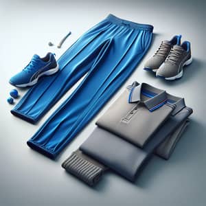 Cricket Kit: Blue Trousers & Grey Shirt - High-Quality Sportswear
