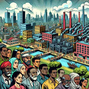 Neocolonialism Illustrated: Comic-style Scene of Economic Exploitation