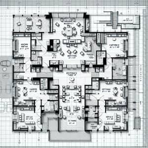 3 Storey Office Floor Plan with Distinct Rooms