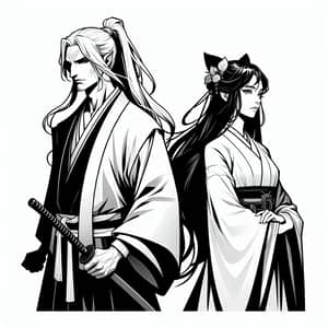 Inuyasha & Kikyo Illustration | Samurai Couple Artwork