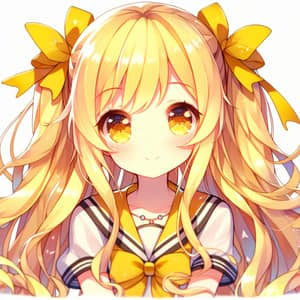 Anime Girl with Yellow Hair - Charming Illustration