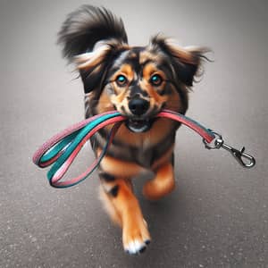 Playful and Vibrant Dog with Leash | Pet Fun and Games