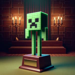 Pixel-Art Creeper Trophy - Unique Block Game Collectible