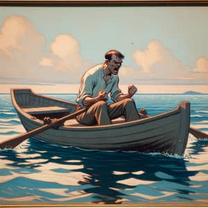 Man in Rowboat Expressing Rage and Frustration | Unnamed Narrative