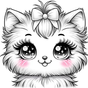 Adorable Kitten Illustration with Sparkling Eyes and Cute Bow