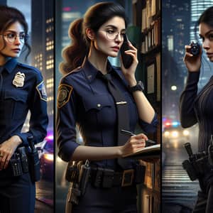 Diverse Female Police Officers on Duty - Urban Patrol Scene