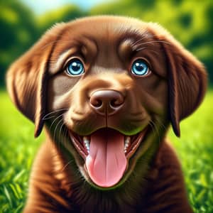 Fluffy Chocolate Labrador Retriever: Joyful Moment in Sunny Park