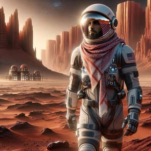Middle-Eastern Male Astronaut Conquering Mars | Red Planet Exploration
