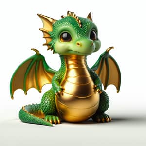 Friendly Green Dragon with Shiny Gold Wings