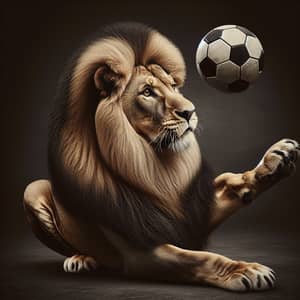 Male Lion Playing Football for a Playful Twist | Website Name