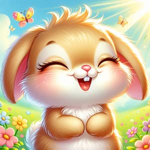 Joyful Bunny in Bright Meadow | Cute Bunny with Sparkling Eyes