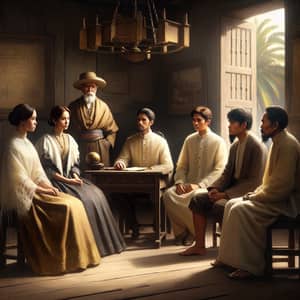 19th Century Philippines Meeting with 5 Diverse People