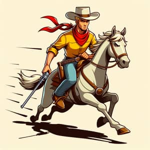 Fastest Cowboy Riding Horse in the Wild West Desert