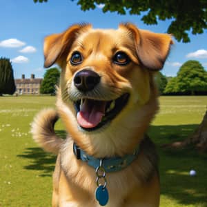 Playful Medium-Sized Dog on Sunny Grass Field