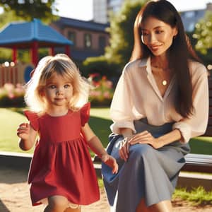 Mother and Daughter Enjoying Park Playtime | Family Bonding