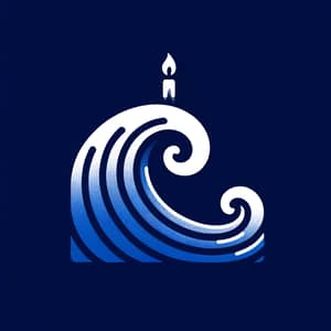 Big Wave Logo Design | Blue Background | Candlestick 'I'