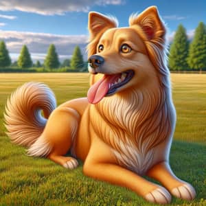 Medium-Sized Dog with Vibrant Honey Coat in Summer Setting