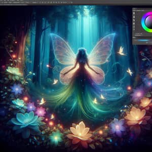 Mystical Forest Fairy with Illuminated Wings and Glowing Flowers