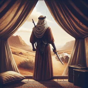 Pre-Islamic Era Sword-Wielding Middle-Eastern Man in Tent