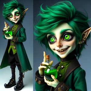 Enigmatic Elf Character with Nuclear Green Hair | Alchemical Aura
