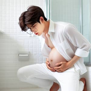 Unique Concept: Pregnant Korean Teenage Boy Suffering Illness