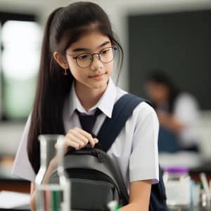 13-Year-Old South Asian Girl in School Uniform | Science Experiment